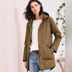 Garnet Hill Coated-Cotton Quilted Utility Jacket